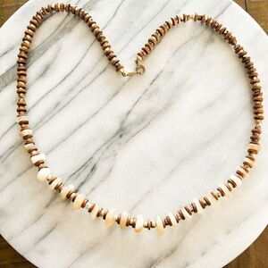 Vintage Alexis Kirk‎ Necklace Wood and Semiprecious Stone Beaded Long